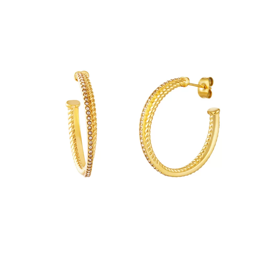 0630 Gold Twisted Zirconia-Earring<Olivia & Kate Online