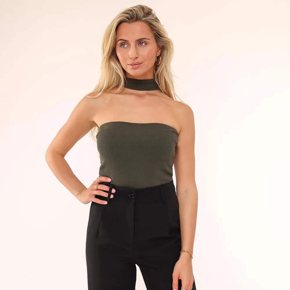 Army Green Choker-Top<Olivia & Kate Flash Sale