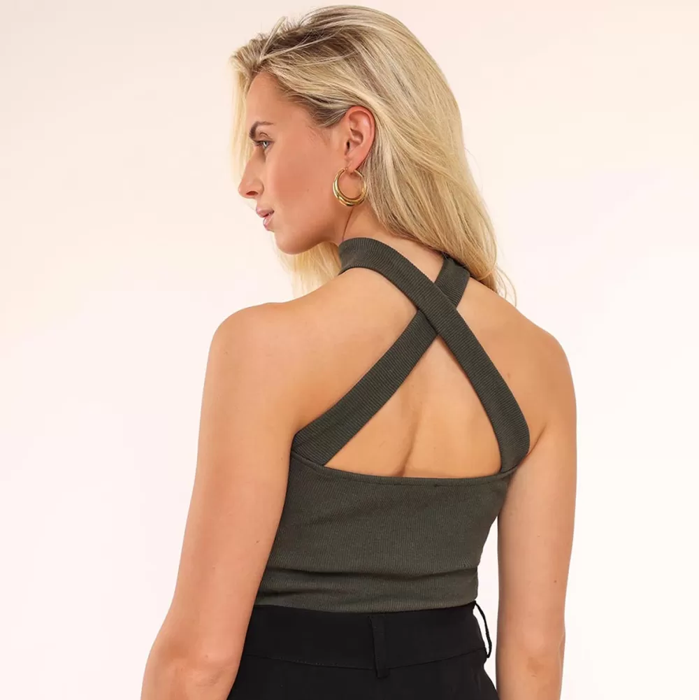 Army Green Choker-Top<Olivia & Kate Flash Sale