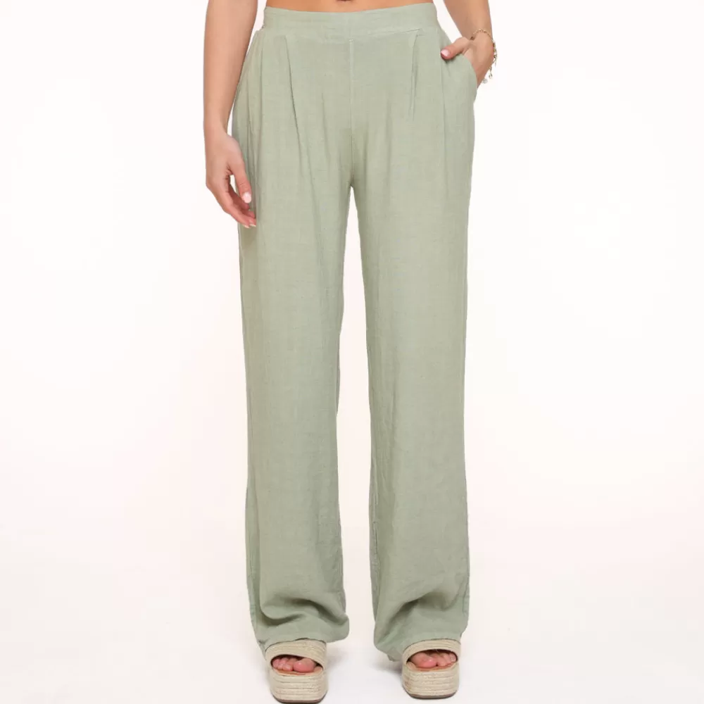 Army Green Linen-Pants<Olivia & Kate Fashion