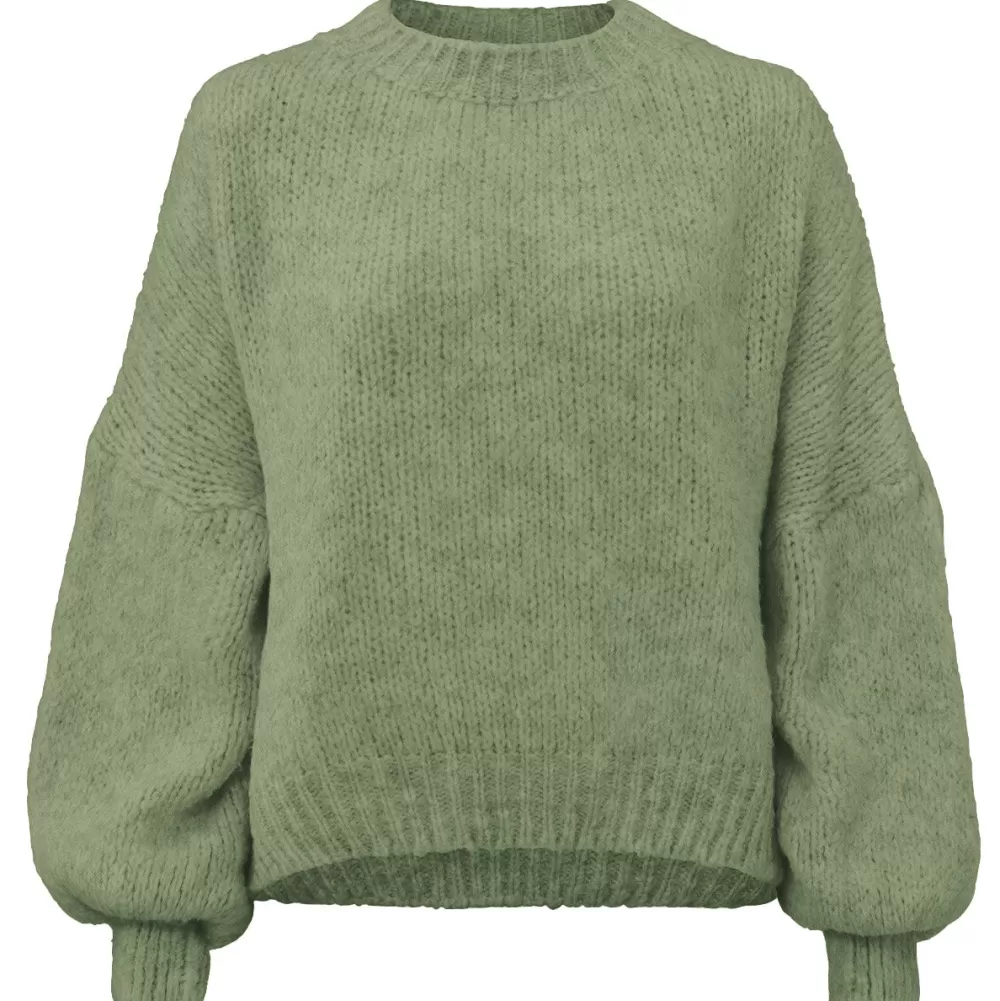 Army Green Wool Knitted-Sweater<Olivia & Kate New