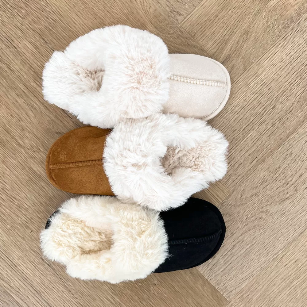 Beige Fluffy-Slippers<Olivia & Kate Online