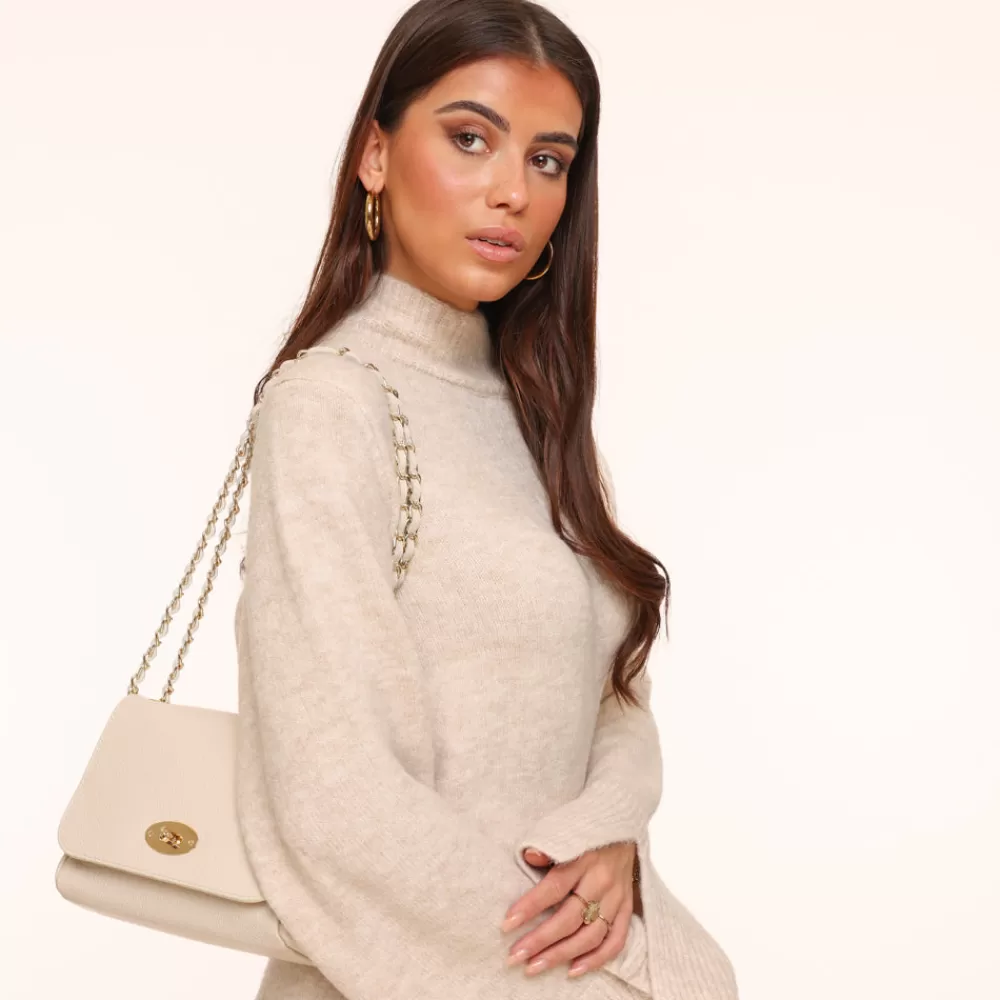 Beige Knitted Oversized-Sweater<Olivia & Kate Discount