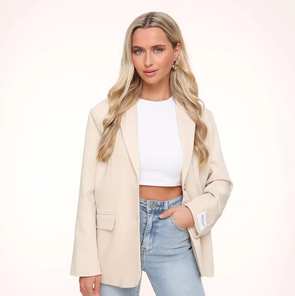 Beige Studio Basic-Blazer<Olivia & Kate Clearance