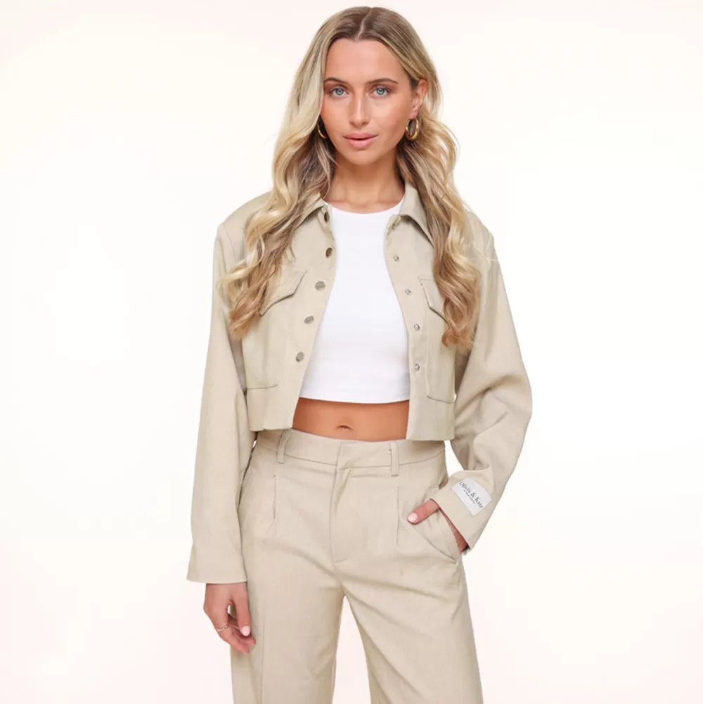 Beige Studio Cropped-Jacket<Olivia & Kate Hot