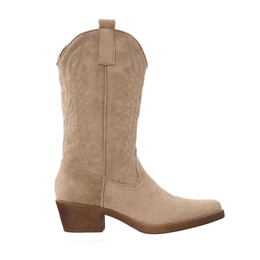 Beige Suede Cowboy-Boots<Olivia & Kate Clearance