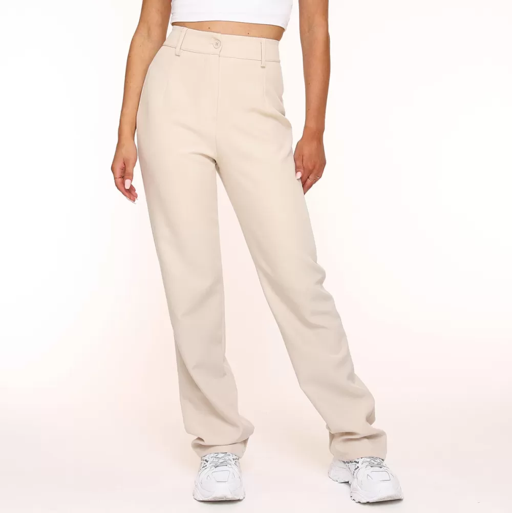 Beige Tracie Straight-Pantalon<Olivia & Kate Flash Sale