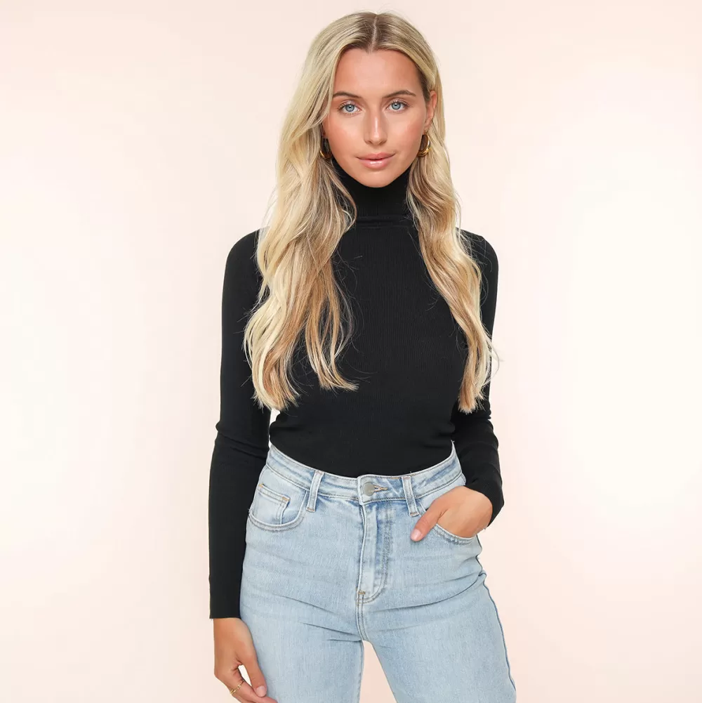 Black Basic Turtleneck-Top<Olivia & Kate Fashion