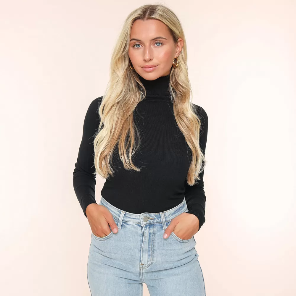 Black Basic Turtleneck-Top<Olivia & Kate Fashion