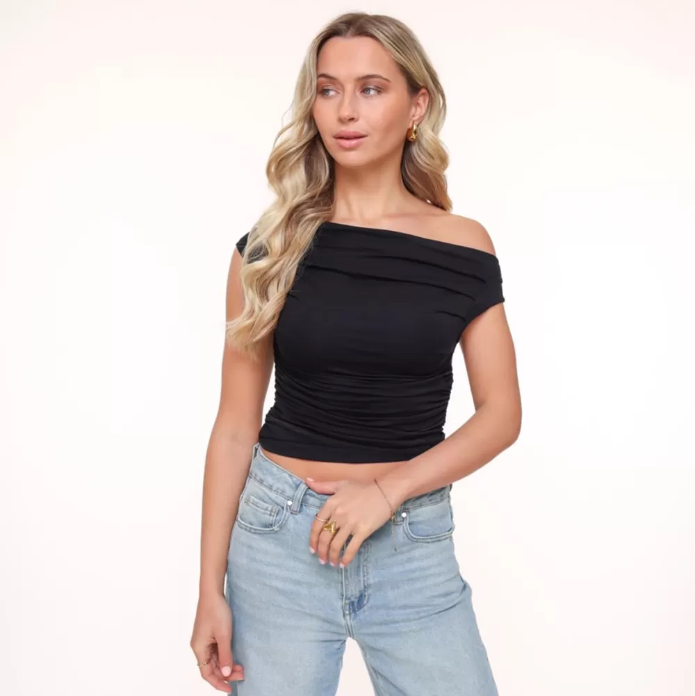 Black Draped Ss-Top<Olivia & Kate Best