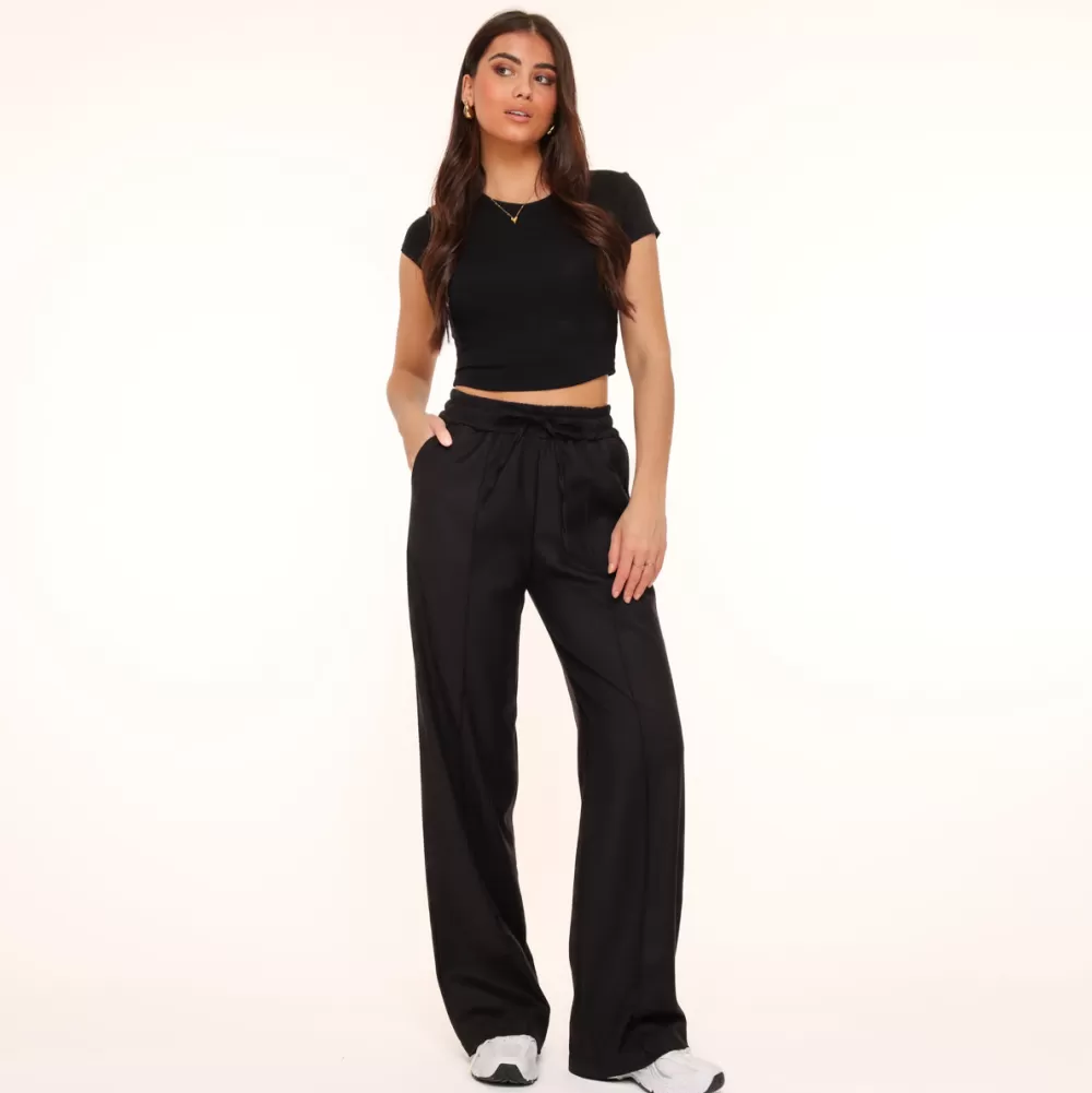 Black Elastic Seams-Pants<Olivia & Kate Shop