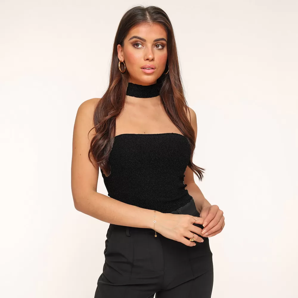 Black Glitter Choker-Top<Olivia & Kate Shop