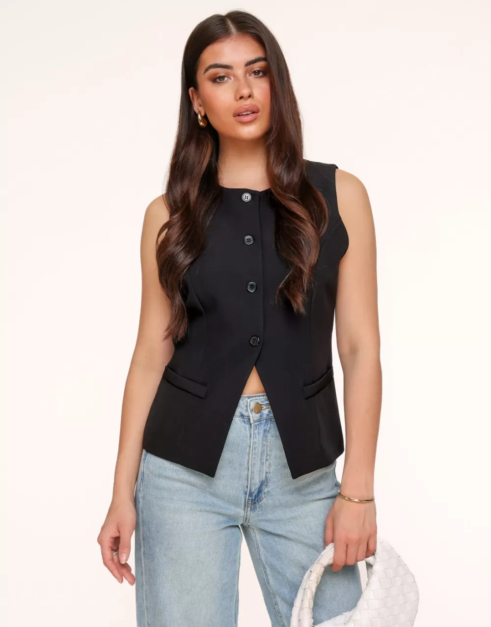 Black High Buttons-Gilet<Olivia & Kate Online