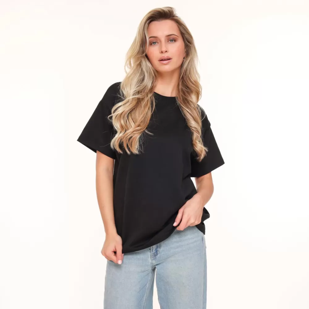 Black Oversized Basic Ss-T-Shirt<Olivia & Kate Fashion