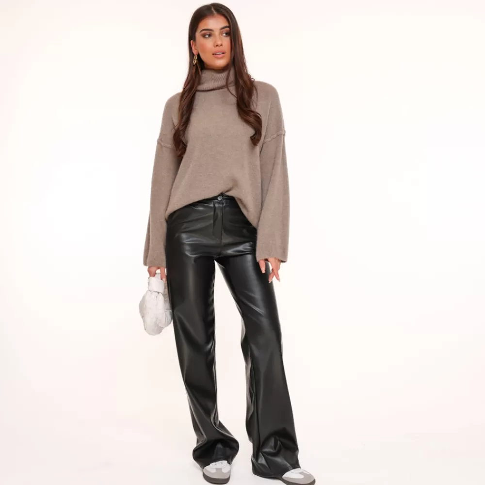 Black Pu Leather-Trouser<Olivia & Kate Sale