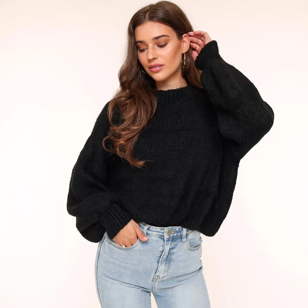 Black Wool Knitted-Sweater<Olivia & Kate Discount