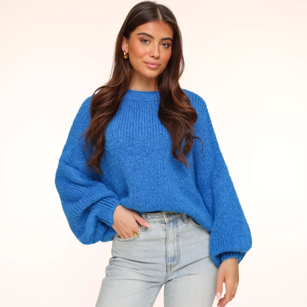 Blue Wool Knitted-Sweater<Olivia & Kate Clearance