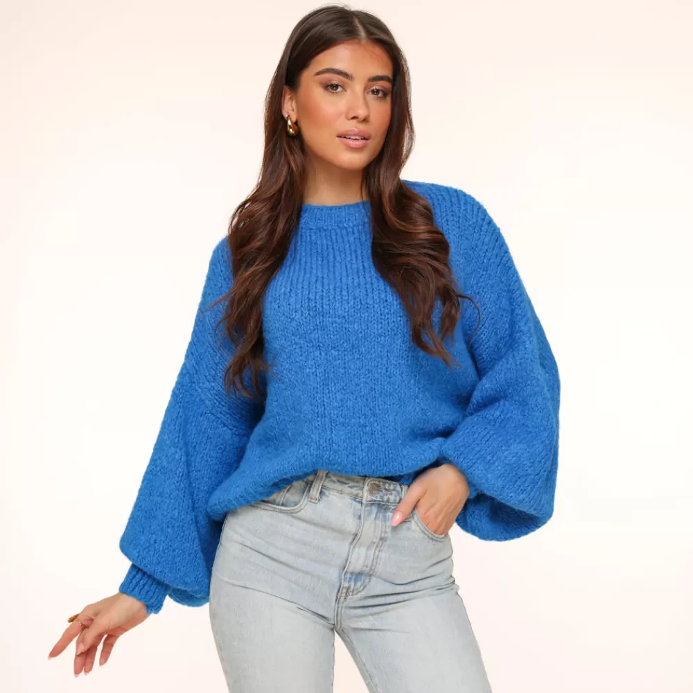 Blue Wool Knitted-Sweater<Olivia & Kate Clearance