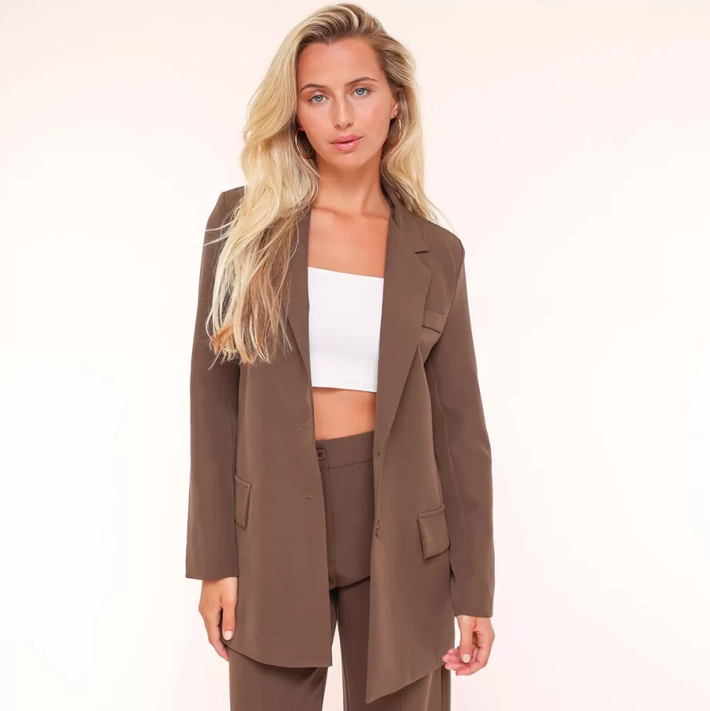 Brown Basic Straight-Blazer<Olivia & Kate New