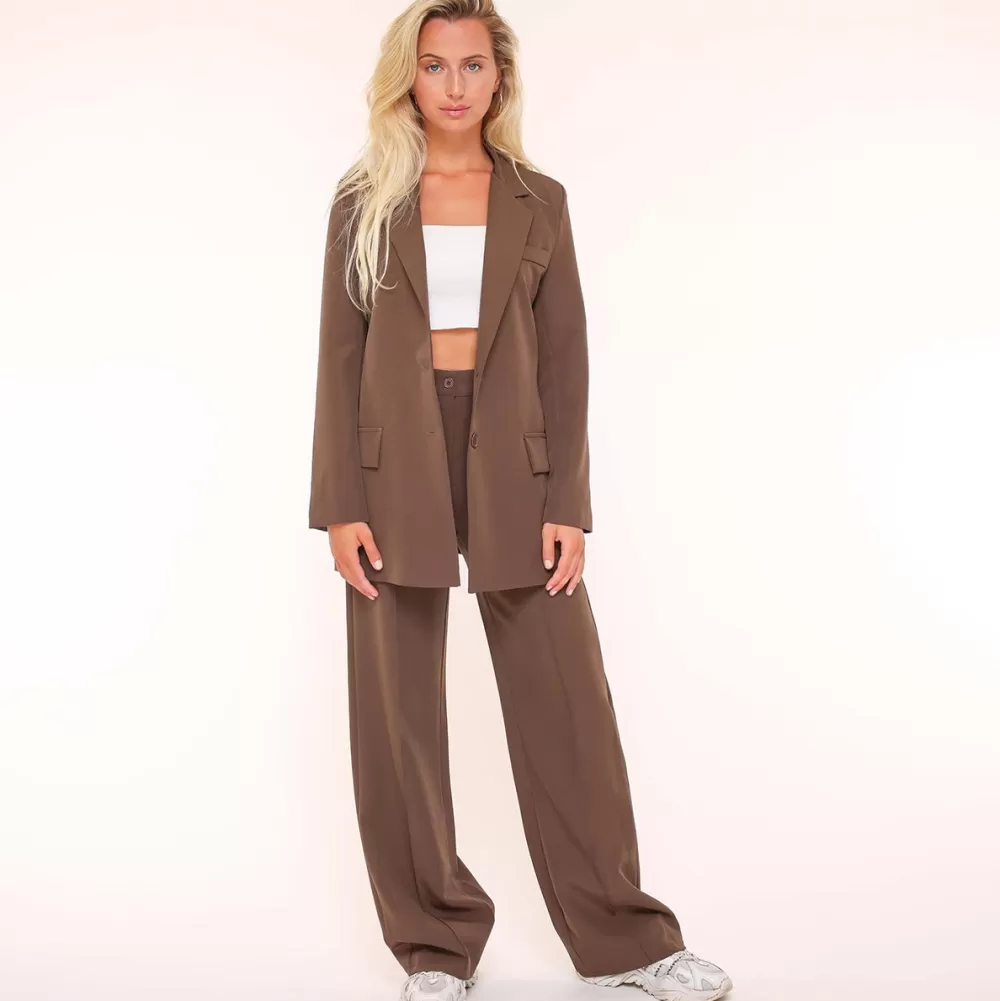 Brown Basic Straight-Blazer<Olivia & Kate New