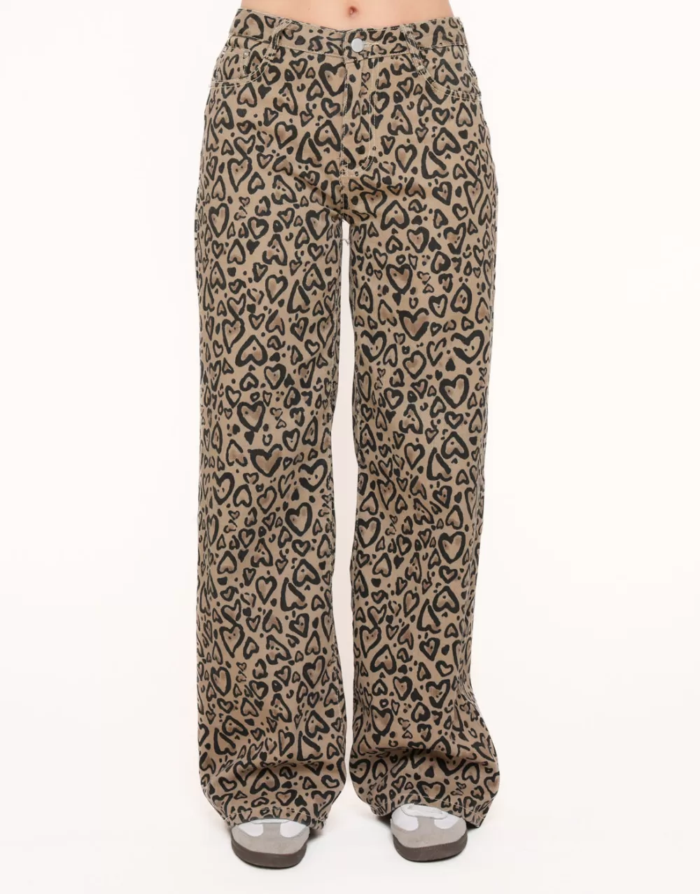 Brown Hearts Print-Jeans<Olivia & Kate Fashion