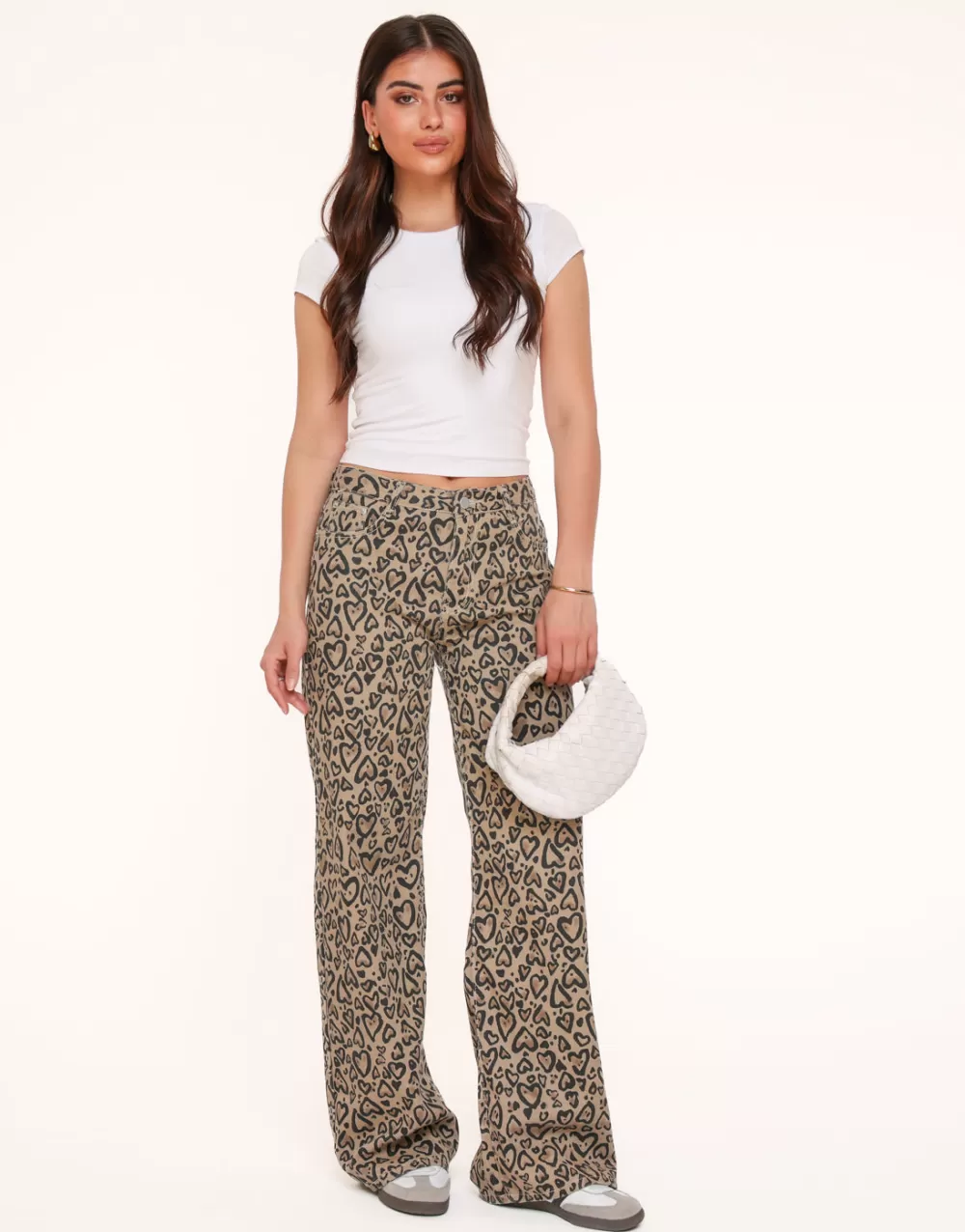 Brown Hearts Print-Jeans<Olivia & Kate Fashion