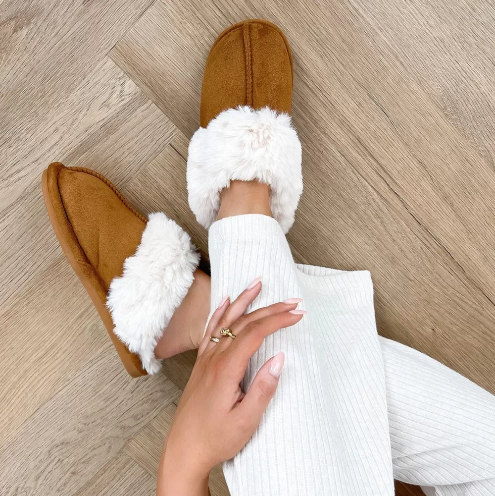 Camel Fluffy-Slippers<Olivia & Kate Clearance