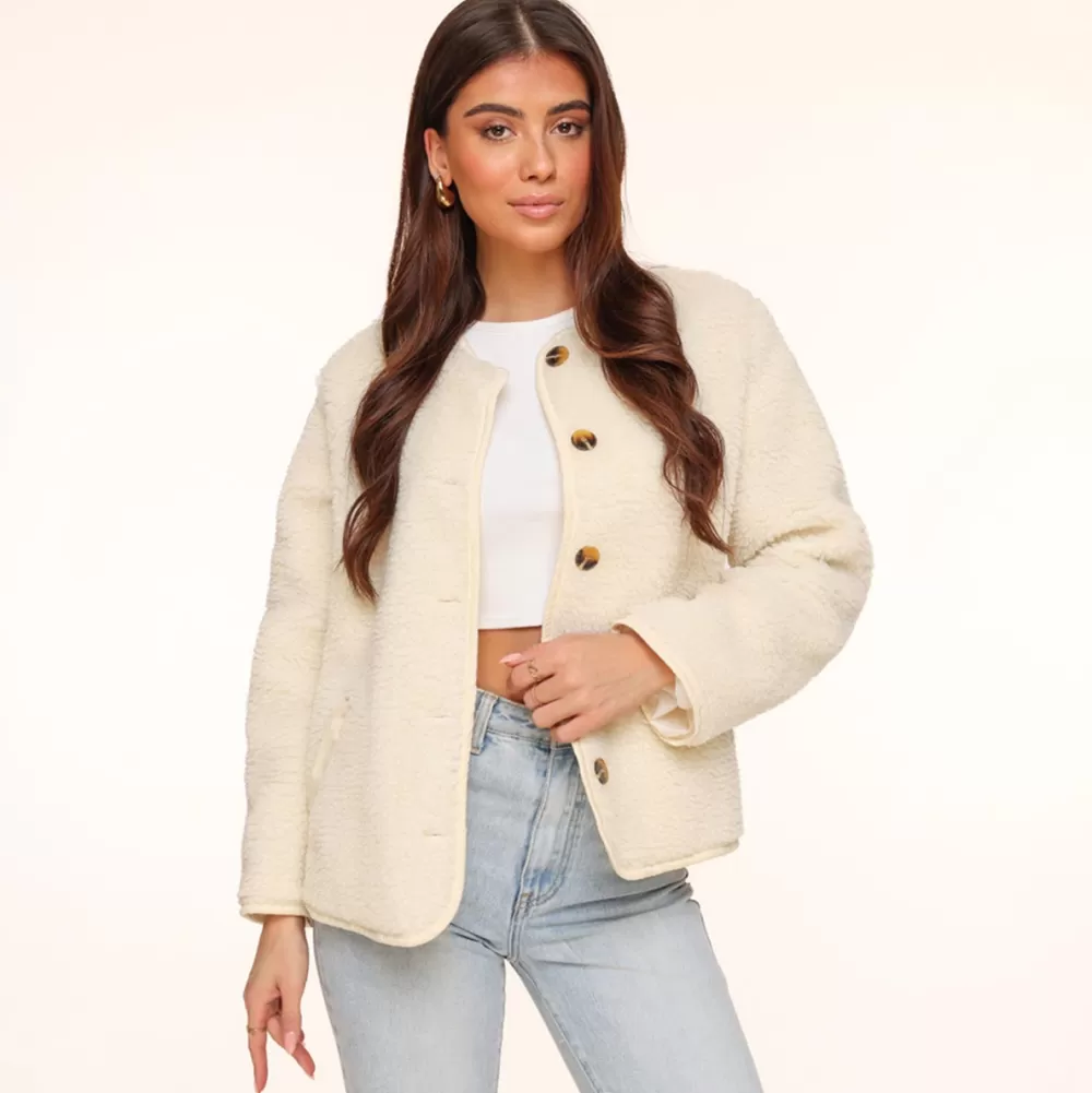 Creme Teddy-Jacket<Olivia & Kate Clearance