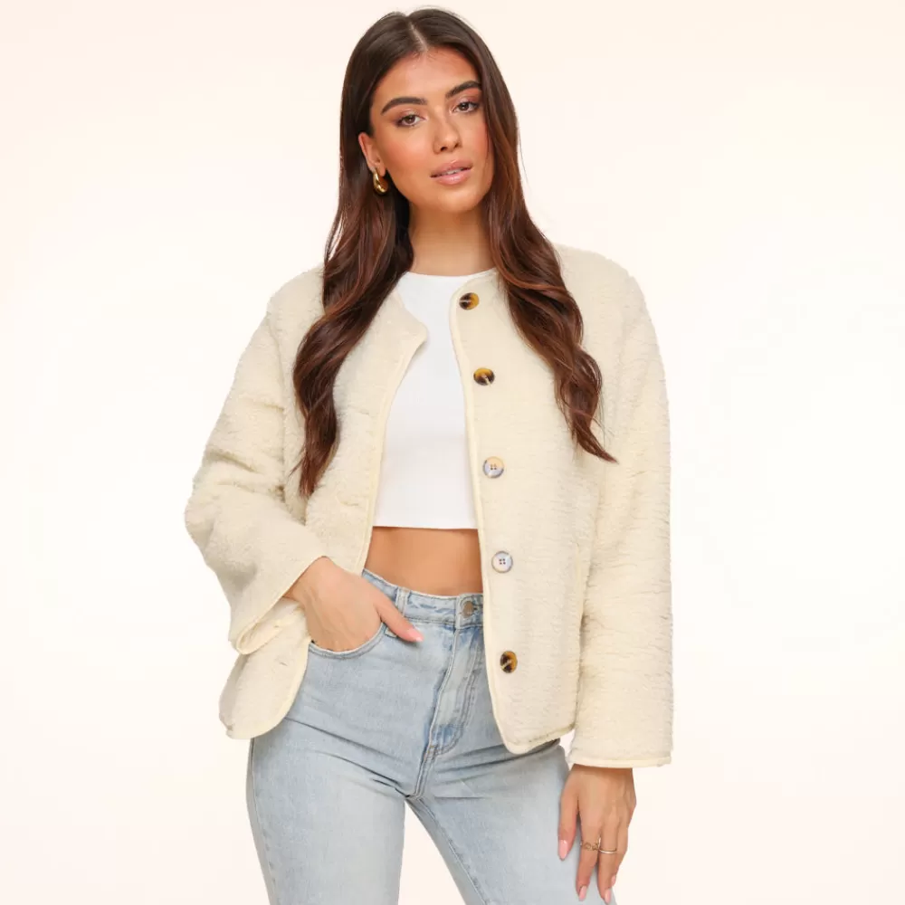 Creme Teddy-Jacket<Olivia & Kate Clearance