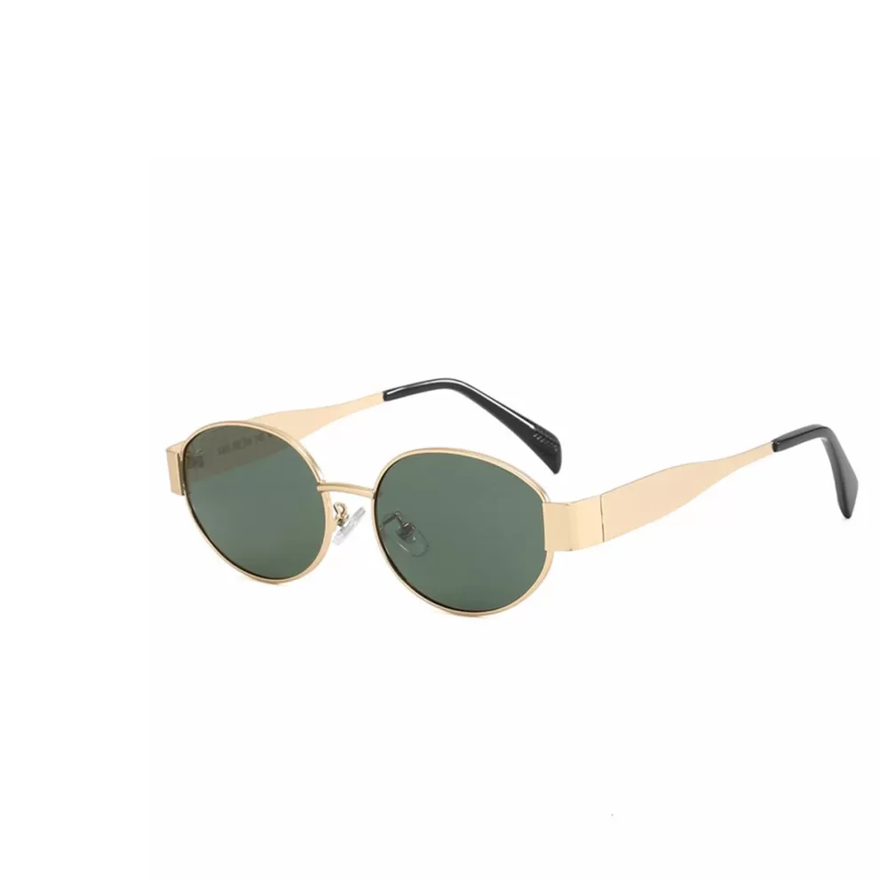 Dark Green Oval Gold Frame-Sunglasses<Olivia & Kate Discount