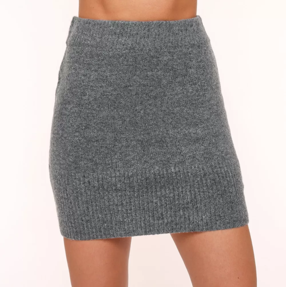 Dark Grey Knitted-Skirt<Olivia & Kate Best Sale