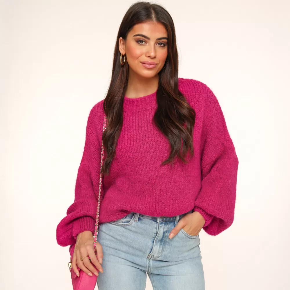 Dark Pink Wool Knitted-Sweater<Olivia & Kate Flash Sale