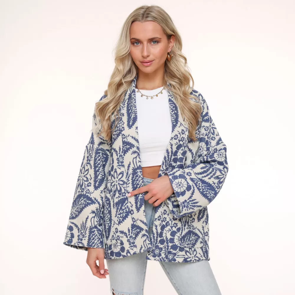 Darkblue Printed Ls-Jacket<Olivia & Kate Best Sale