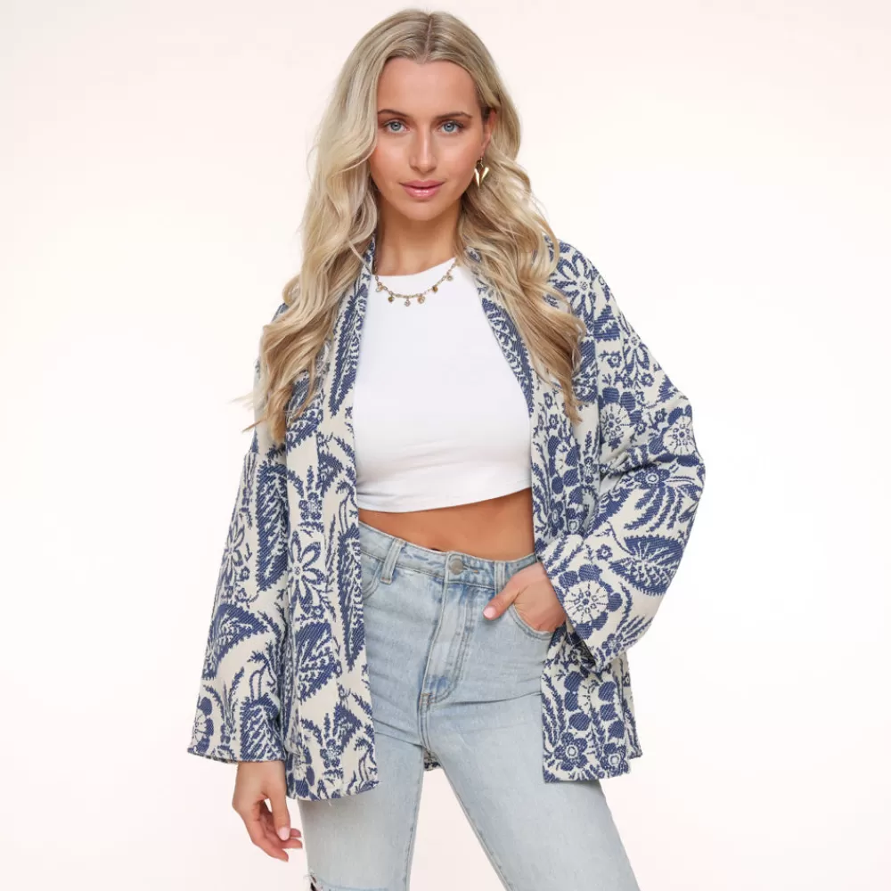 Darkblue Printed Ls-Jacket<Olivia & Kate Best Sale