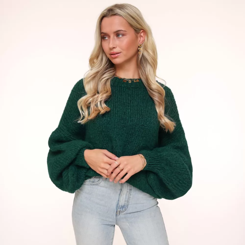 Darkgreen Wool Knitted-Sweater<Olivia & Kate Shop