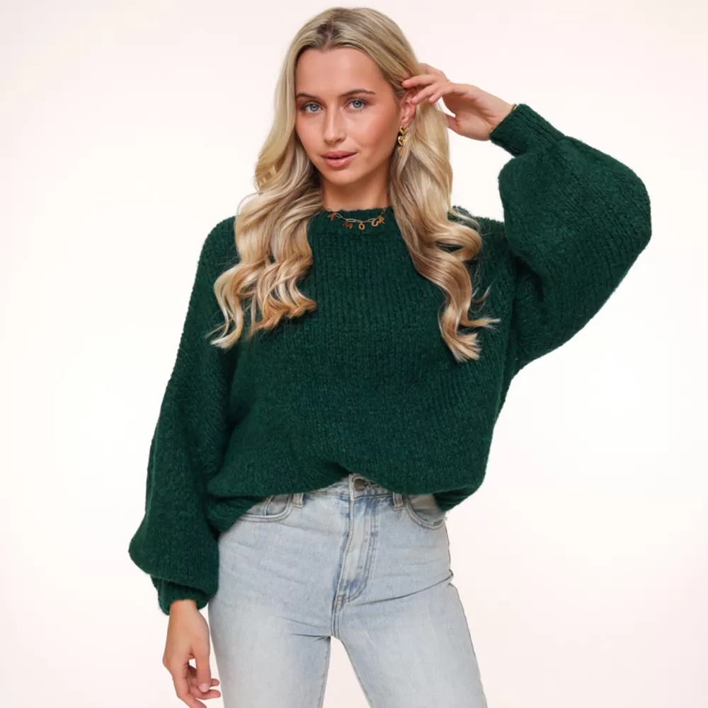 Darkgreen Wool Knitted-Sweater<Olivia & Kate Shop