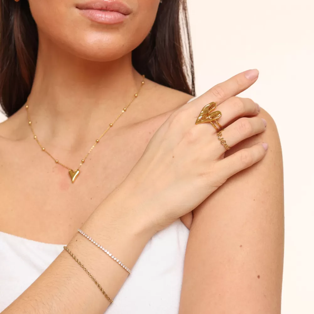 Gold Chunky Heart-Ring<Olivia & Kate Shop