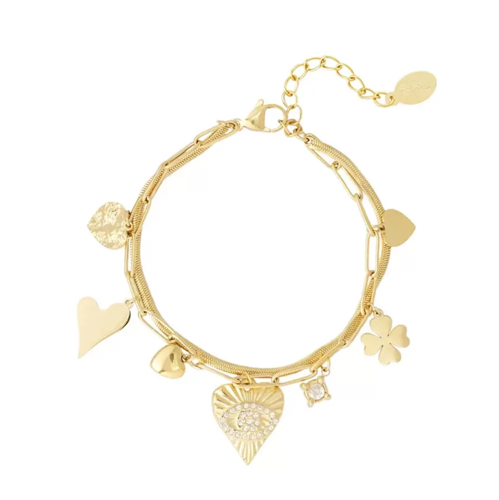 Golden Double Pendants Chain-Bracelet<Olivia & Kate Hot