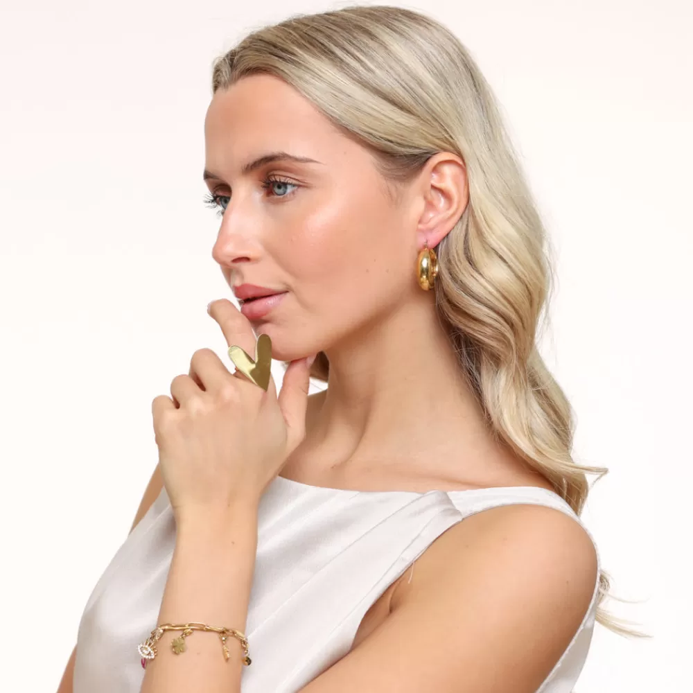 Golden Small Statement Adjustable Heart-Ring<Olivia & Kate Cheap