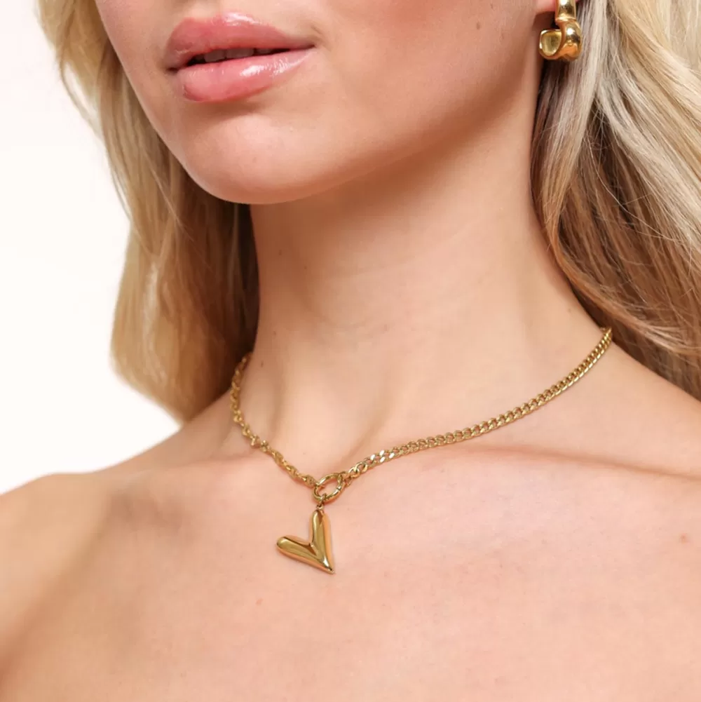 Golden Small Statement Heart-Necklace<Olivia & Kate Best Sale