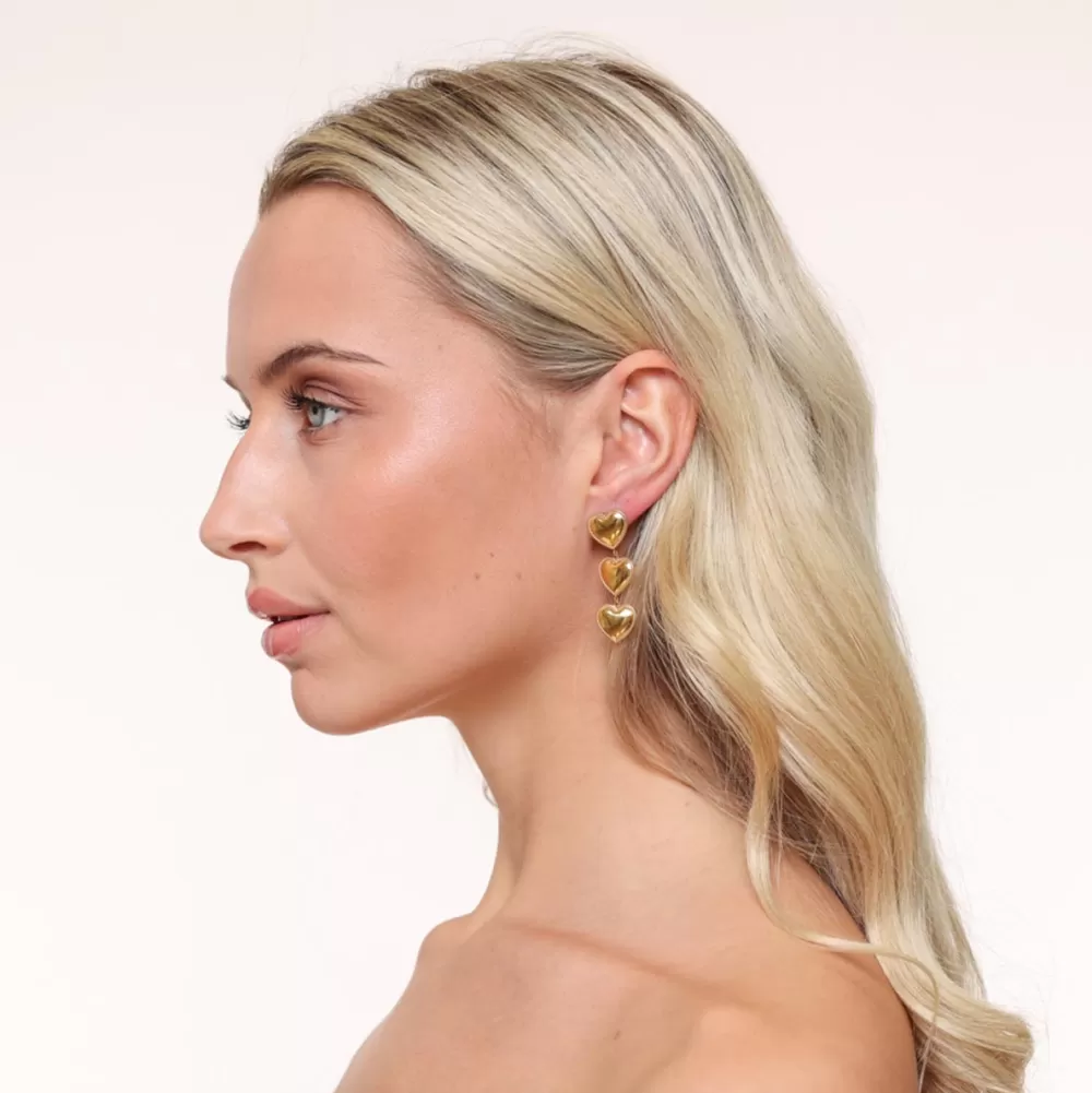 Golden Statement Hearts Row-Earrings<Olivia & Kate Best