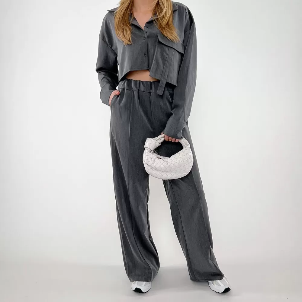 Grey Basic Cropped-Set<Olivia & Kate Online