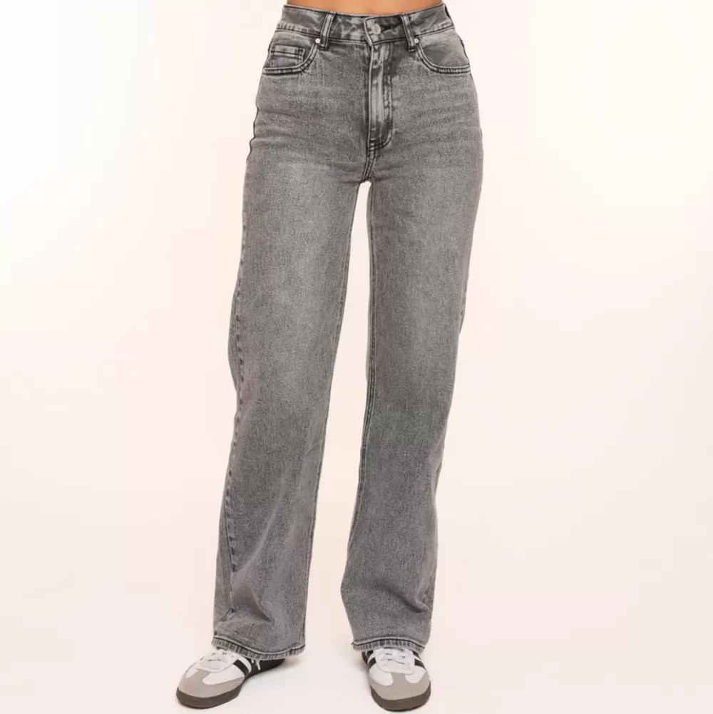 Grey Straight Wide-Jeans<Olivia & Kate Best