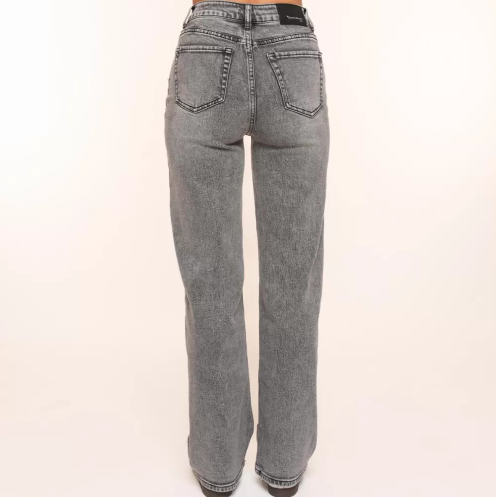 Grey Straight Wide-Jeans<Olivia & Kate Best