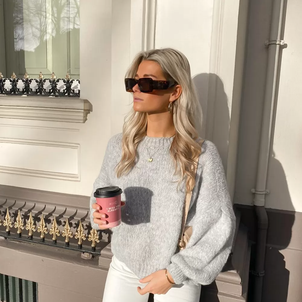 Grey Wool Knitted-Sweater<Olivia & Kate Best