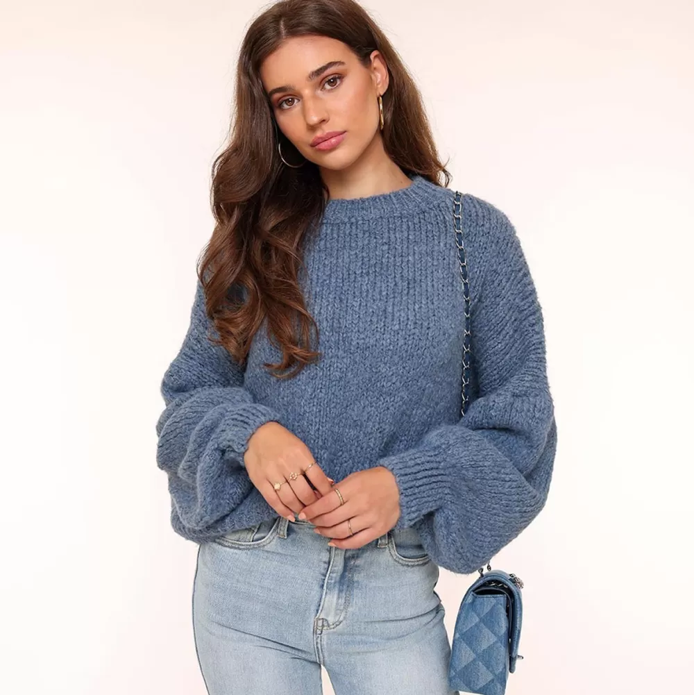 Jeans Blue Wool Knitted-Sweater<Olivia & Kate Online