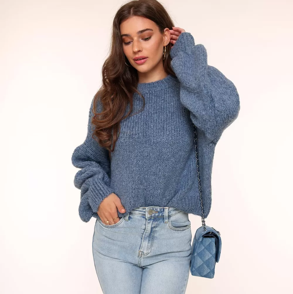 Jeans Blue Wool Knitted-Sweater<Olivia & Kate Online