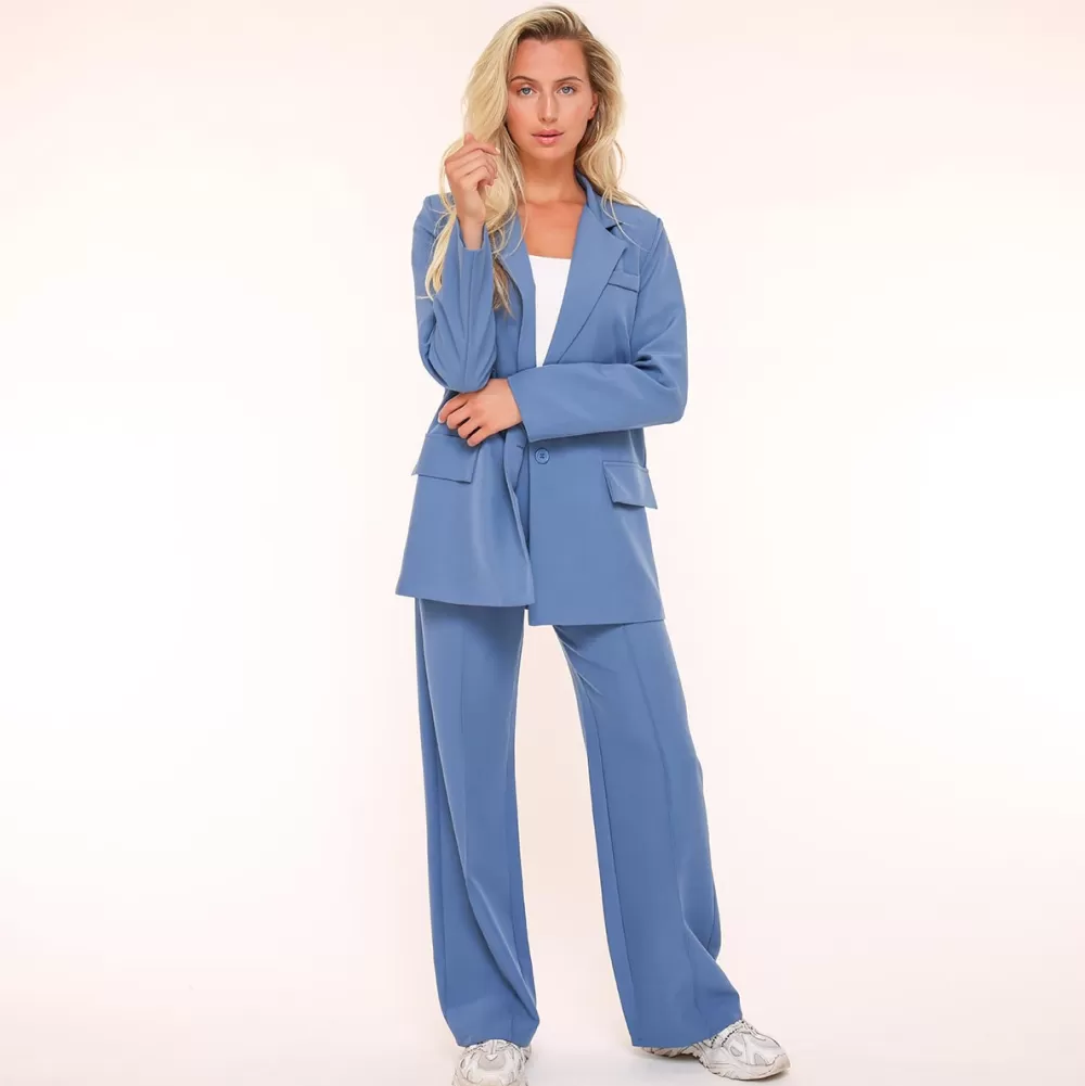 Light Blue Basic Straight-Blazer<Olivia & Kate Sale