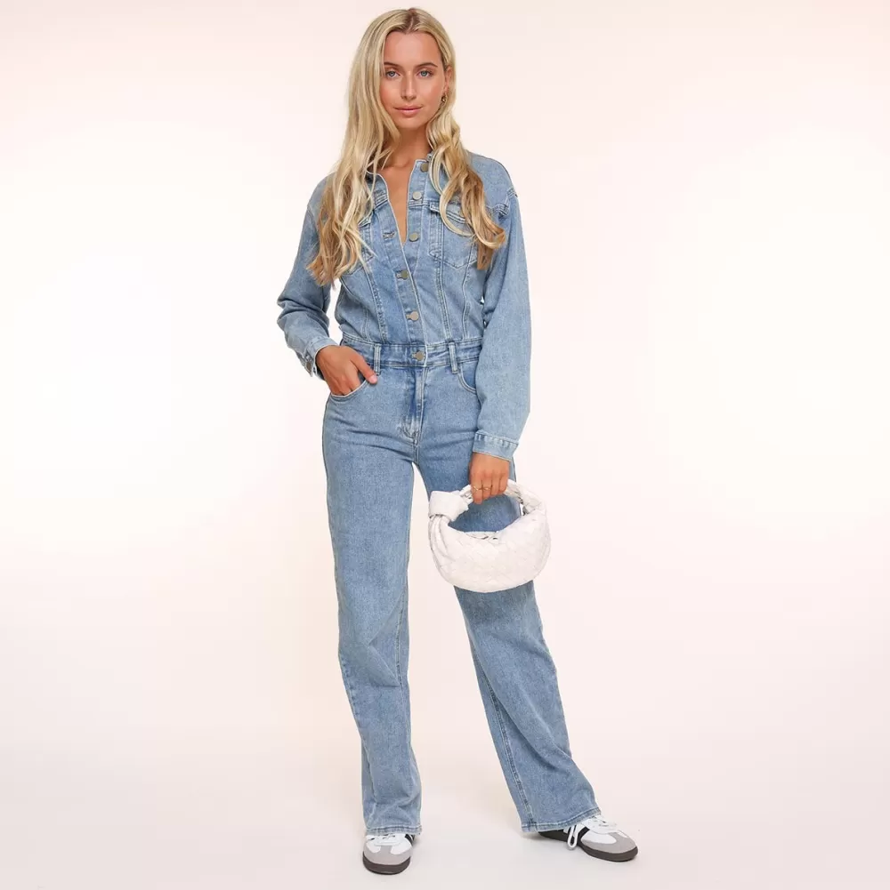 Light Blue Denim Ls-Jumpsuit<Olivia & Kate Best