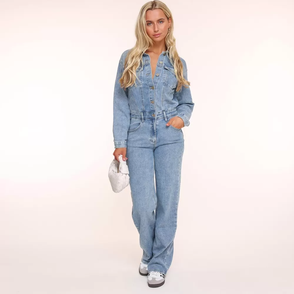 Light Blue Denim Ls-Jumpsuit<Olivia & Kate Best